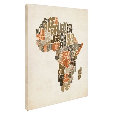 Trademark Fine Art -Michael Tompsett 'Africa Text Map' Matted Framed Art