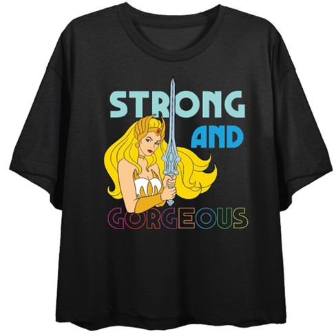 She-ra Princess Of Power Strong & Gorgeous Women's Black Crop T-shirt ...