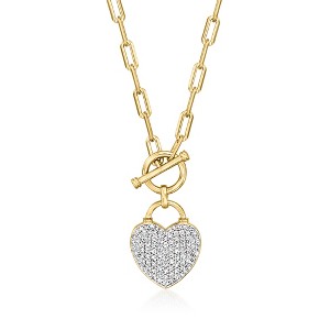 Ross-Simons 0.75 ct. t.w. Diamond Heart Lock Toggle Necklace in 18kt Gold Over Sterling and Sterling Silver - 1 of 3