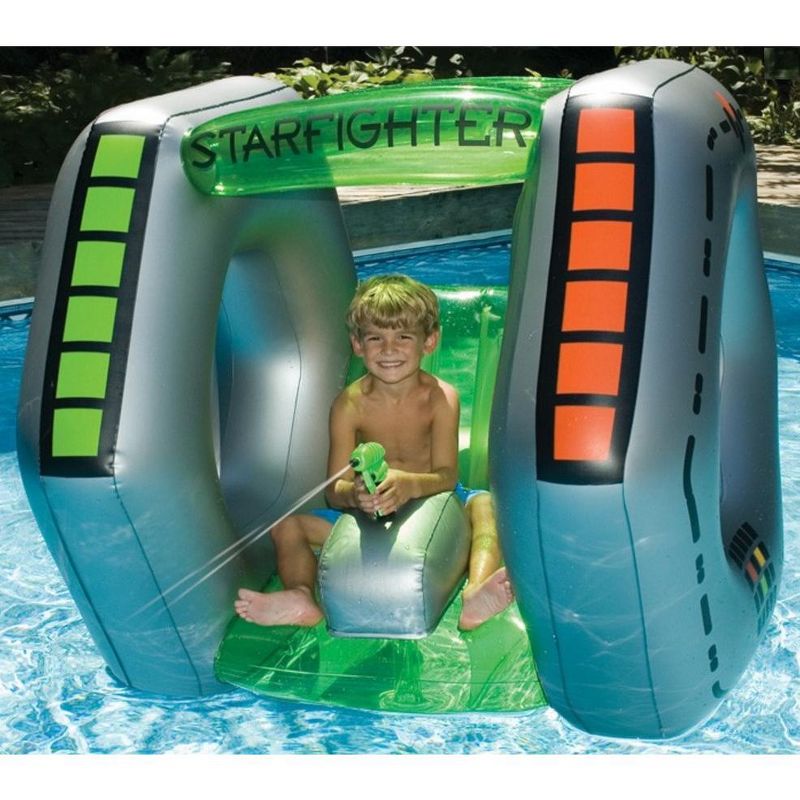 Swimline 40” Inflatable Starfighter Super Squirter Swimming Pool Float - Gray/Green, 2 of 3