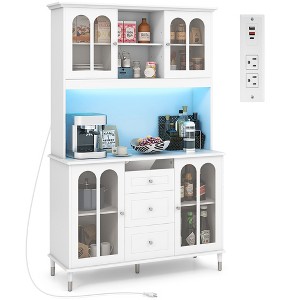 Tangkula 73" Tall Kitchen Pantry Storage Cabinet w/ LED Lights and Power Outlets - 1 of 4