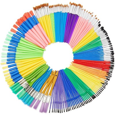 Bright Creations Set of 250 Assorted Paint Brushes for Kids Arts and Crafts Supplies, 14 Sizes