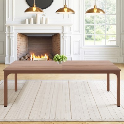 Lirago Rectangle Office Dining Table 78.7" Large Desktop Sturdy MDF Board Heavy Duty Iron Pipe Legs Industrial Style Brown
