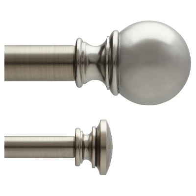 Ball Double Curtain Rod Set Brushed Nickel 7/8"& 5/8"(66"x120") Loft By ...