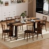 70" Wood Dining Table with Marble Texture Top and Steel Frame,Adjustable Feet,Rectangular Dining Table for Kitchen or Dining Room-Coolbibila - 2 of 4