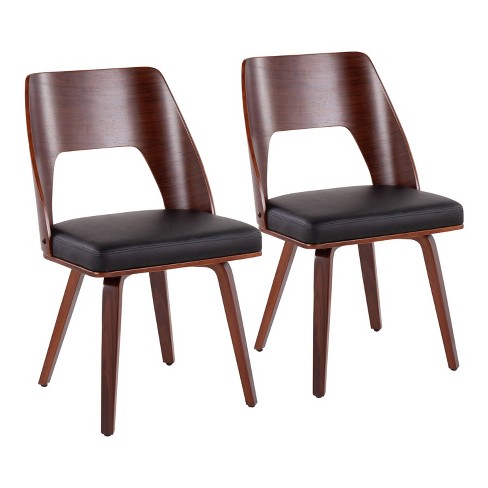 Set Of 2 Triad Bamboo Faux Leather, Faux Bamboo Dining Chairs Brown