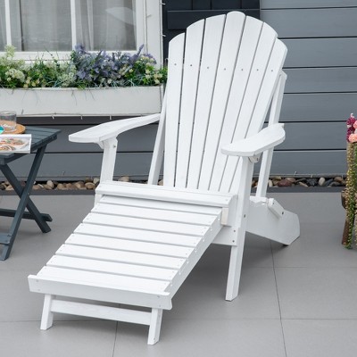 White Fir Wood Folding Adirondack Chair with Ottoman