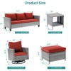 Sonkuki 6-Piece Patio Conversation Set with Swivel Rocking Chair and Side Table, Navy Blue Cushion - 3 of 4