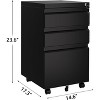 3-Drawer Adjustable Shelf Mobile File Cabinet with Lock Keys For Office Home Workspace, Under Desk Lateral Storage Fits Legal Letter A4, Black - 2 of 4