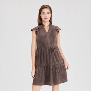Women's Faux Suede Flutter Sleeve Swing Mini Dress - Universal Thread™ - 1 of 4