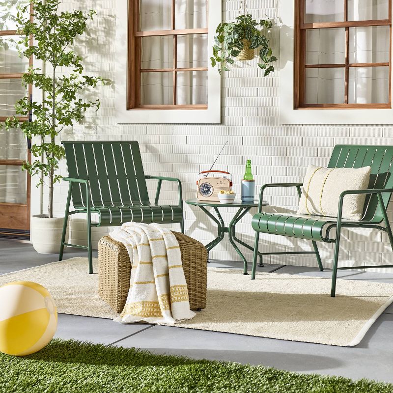 Slat Metal Round Outdoor Patio Accent Table - Green - Hearth &#38; Hand&#8482; with Magnolia, 3 of 7