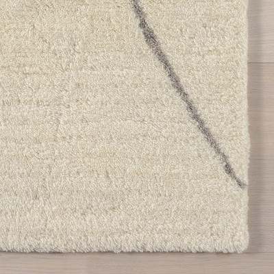 Ivory Wool Rectangular Handmade Trellis Area Rug, 3' x 5'