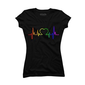 Adult Design By Humans Pride Heartbeat Rainbow By LuckyCharm99 T-Shirt - 1 of 2