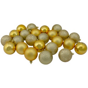 Northlight 24ct Shatterproof 4-Finish Christmas Ball Ornament Set 2.5" - Vegas Gold - 1 of 3