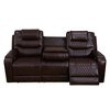 MAYEERTY Power Reclining Sofa, Electric 3-Seat Leather Recliner with USB Charging, Reversible Table & LED for Living Room, Brown - 3 of 4