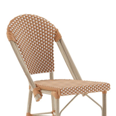 Natural and White Rattan Bistro Counter Stools, Set of 2