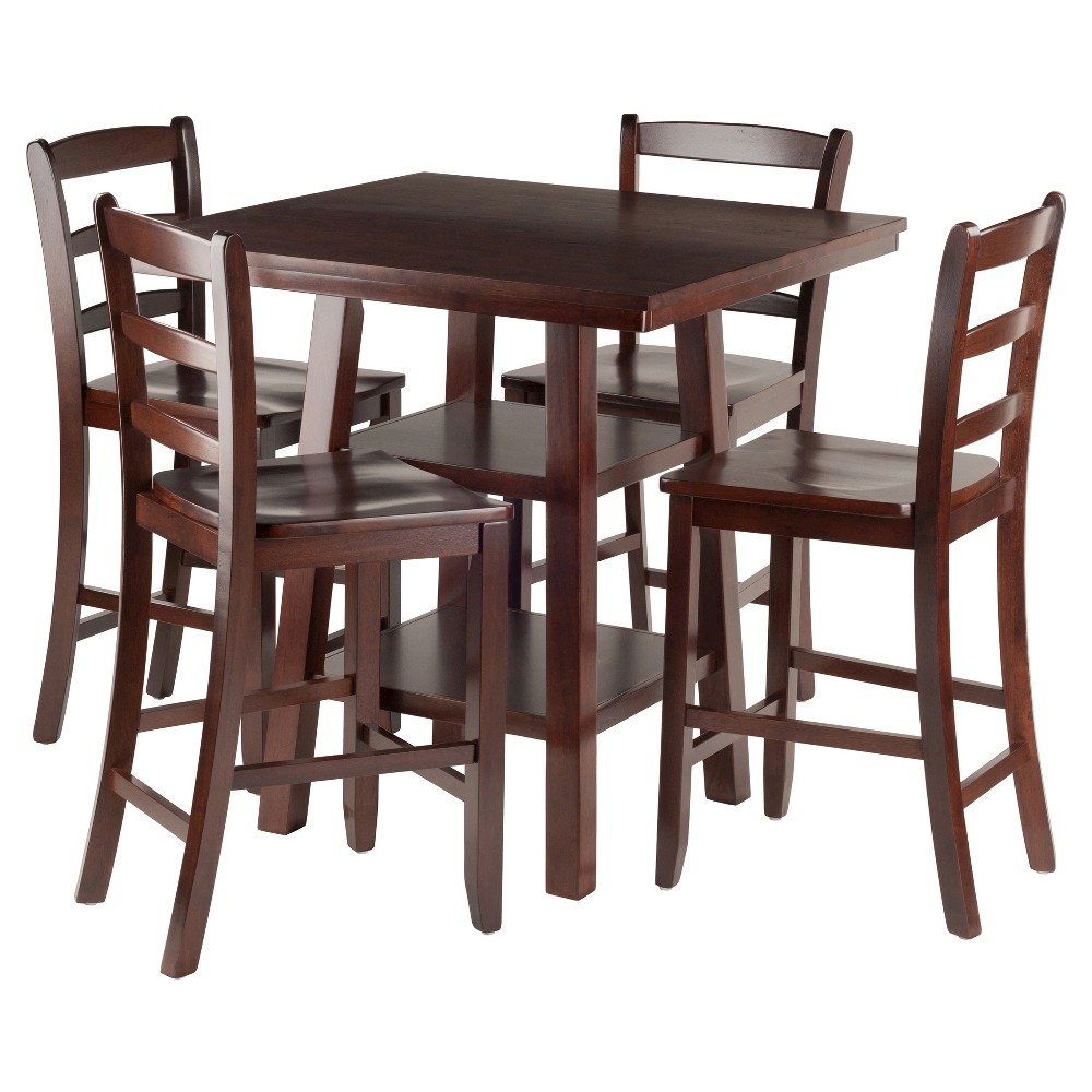 Photos - Dining Table 5pc Orlando Counter Height Dining Set with Ladder Back Stools - Winsome