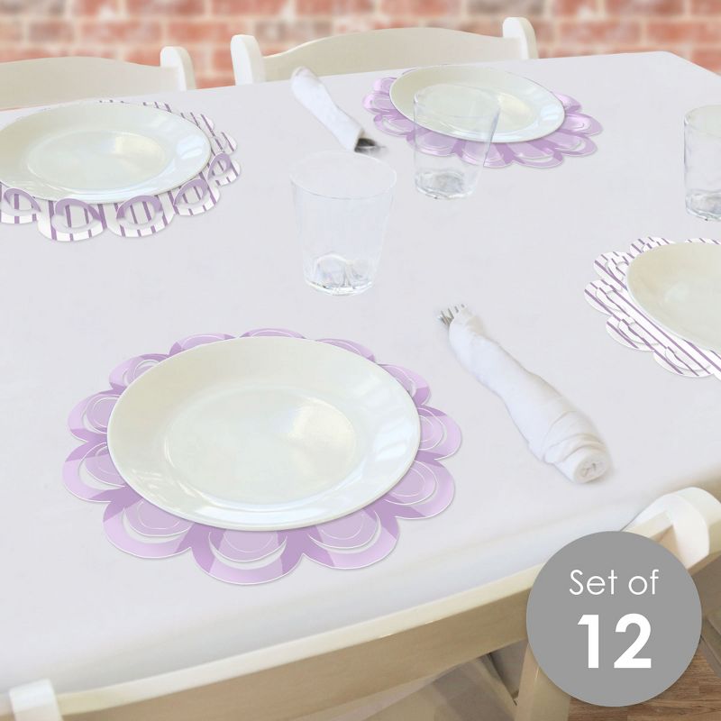 Big Dot of Happiness Purple Stripes - Simple Party Round Table Decorations - Paper Chargers - Place Setting For 12, 2 of 9