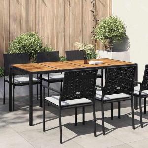 Garden Dining Table Black 74.8" x 35.4" x 29.5" Poly rattan - 1 of 4