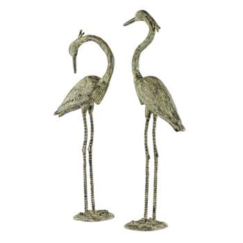 Set of 2 Aluminum 51.5" Coastal Cranes Garden Sculptures Yellow - Olivia & May