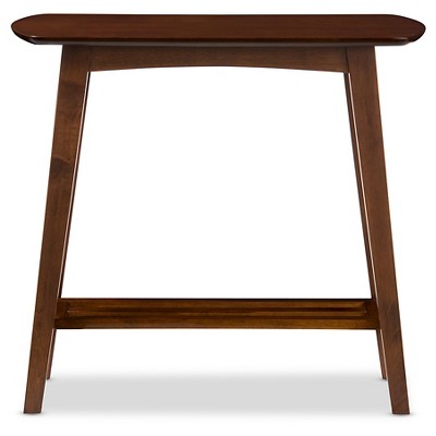Sacramento Dark Walnut Mid-Century Console Table with Storage Shelf