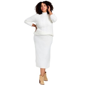 Avenue Women's Plus Size A-Line Midi Sweater Skirt - 1 of 4