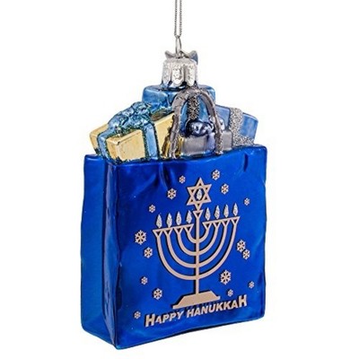 Kurt Adler Noble Gems Glass Ornament, Hanukkah Gift Bag