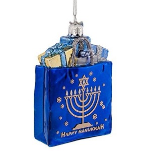 Kurt Adler Noble Gems Glass Ornament, Hanukkah Gift Bag - 1 of 1