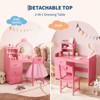 White Kids Princess 2-in-1 Vanity Desk – Girls Dressing Table (Mirror & Lights), Wooden Makeup Vanity with Chair, Storage Shelves & Drawers - 4 of 4