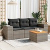 vidaXL Patio Sofa Set with Cushions Outdoor Furniture 4 Piece Poly Rattan - Gray - 2 of 4