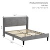 ODK Upholstered Bed Frame with Wingback Headboard, Luxurious Velvet Upholstery Platform Bed, Wooden Slat Support - Box Spring Optional - 2 of 4