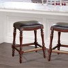 Comfort Pointe Chester Counter Height Barstool Brown: Leather Gel Saddle Seat, Turned Legs, Bronze Kick Plate - 3 of 4
