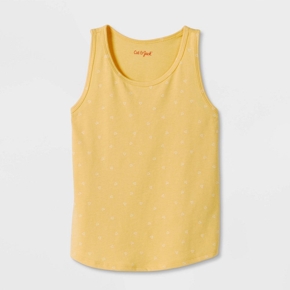 Girls' Printed Hearts Tank Top - Cat & Jack Light Mustard Yellow S