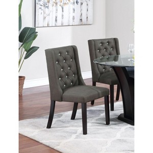 Kumasinova Faux Leather Dining Chairs Set of 2,Wingback Chairs with Button Tufted Backrest,Birch Wood Frame,Chairs for Kitchen,Living Room - 1 of 4