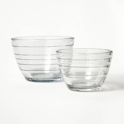 2pc (1 Cup & 2 Cup) Glass Prep Bowl Set with Measurement Lines Clear - Figmint™