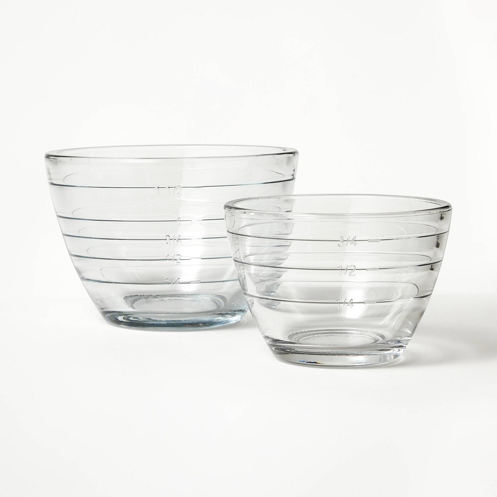 2pc (1 Cup &amp; 2 Cup) Glass Prep Bowl Set with Measurement Lines Clear - Figmintâ„¢