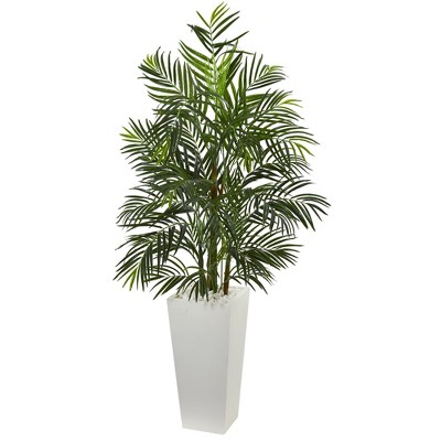 5ft Areca Artificial Palm Tree In White Planter - Nearly Natural