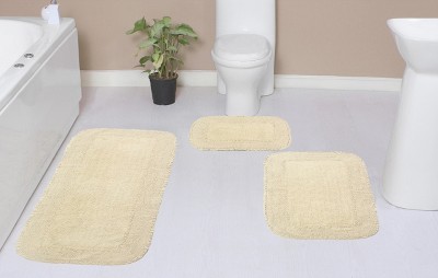 Radiant Collection Cotton Ruffle Pattern Tufted Set of 3 Bath Rug Set - Home Weavers