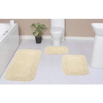 3 Piece Bathroom Rugs Set - Non-slip Ultra Thin Bath Rugs For Bathroom  Floor[moroccan Trellis-ivory] : Target