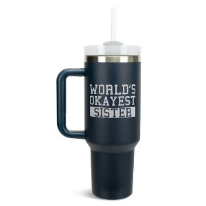 Elanze Designs World's Okayest Sister Sibling Family 40 oz. Stainless Steel, Large Water Bottle Coffee Mug, Spill & Leak Resistant, Thermal Travel - 1 of 1