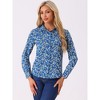 Allegra K Women's Point Collar Long Button Sleeve Button Down Floral Shirt - 3 of 4