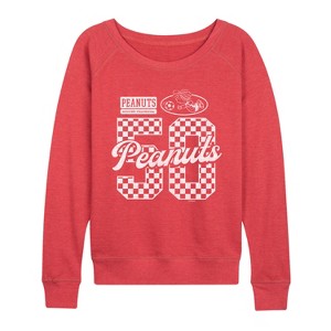 Women's - Peanuts - Patty Jersey Soccer Lightweight French Terry Wide Neck Long Sleeve Graphic Shirt - 1 of 4