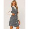INSPIRE CHIC Women's V Neck Button Front Pockets Vintage Sleeveless Plaid Tweed Pinafore Dress - 3 of 4