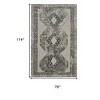Gray and Ivory Abstract Power Loom Worn Faded Area Rug - 3 of 4