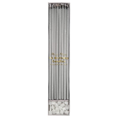 Meri Meri - Silver Long Candles - Cake Candles - 16ct