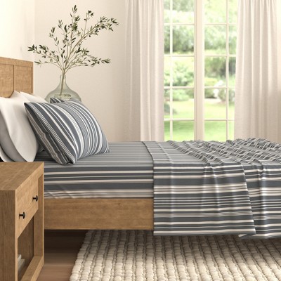 Stripe Print Brushed Microfiber Sheet Set - Great Bay Home