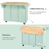 LunaLulinlk Kitchen Cart with Rubber wood Drop-Leaf Countertop ,Cabinet door internal storage racks, Mint Green - 4 of 4