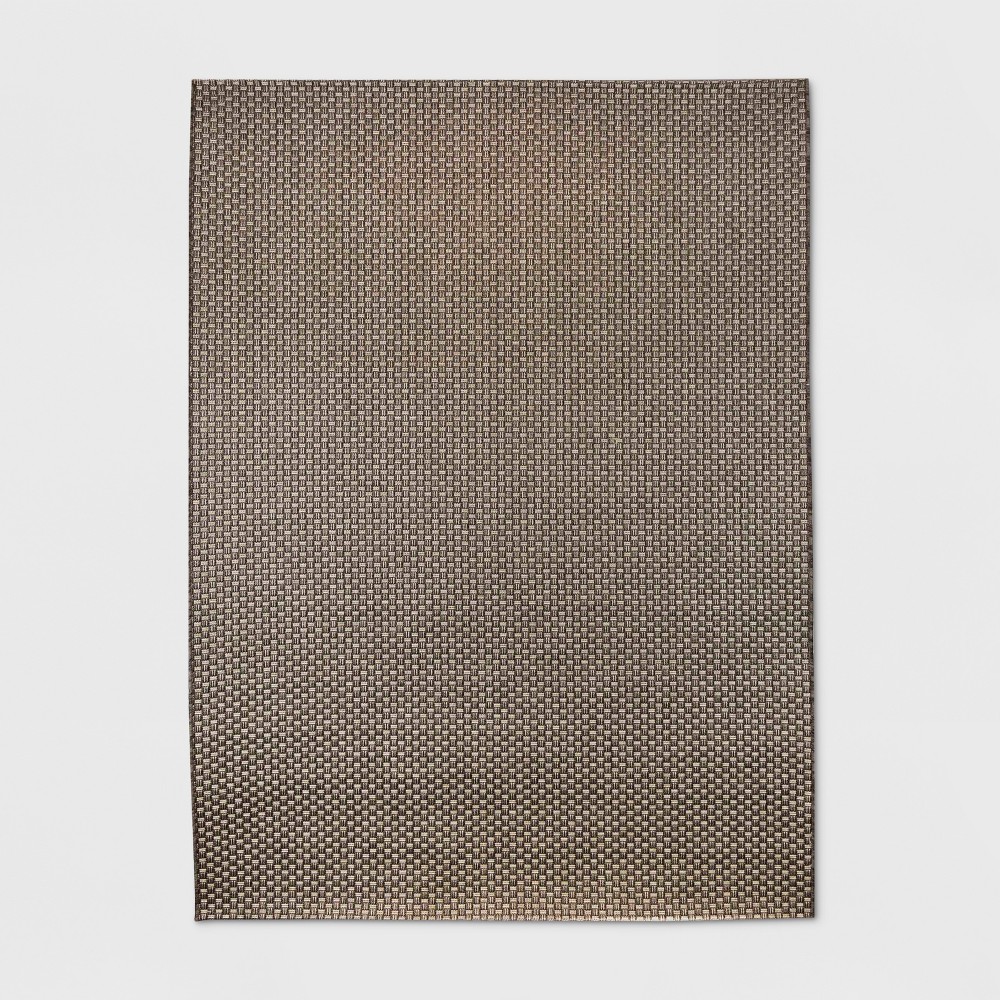 5'3"x7' Basketweave Outdoor Rug Coffee - Threshold