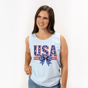 Simply Sage Market Coquette USA Bow Garment Dyed Tank - 1 of 4