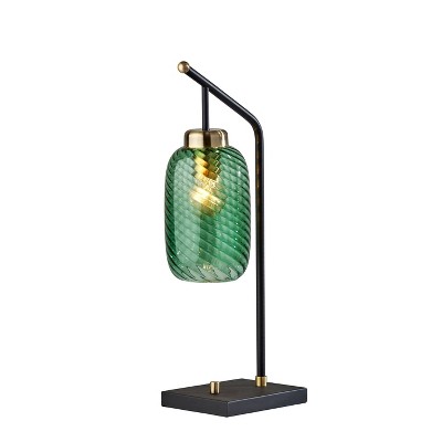Edison Black Desk Lamp with Emerald Glass Shade